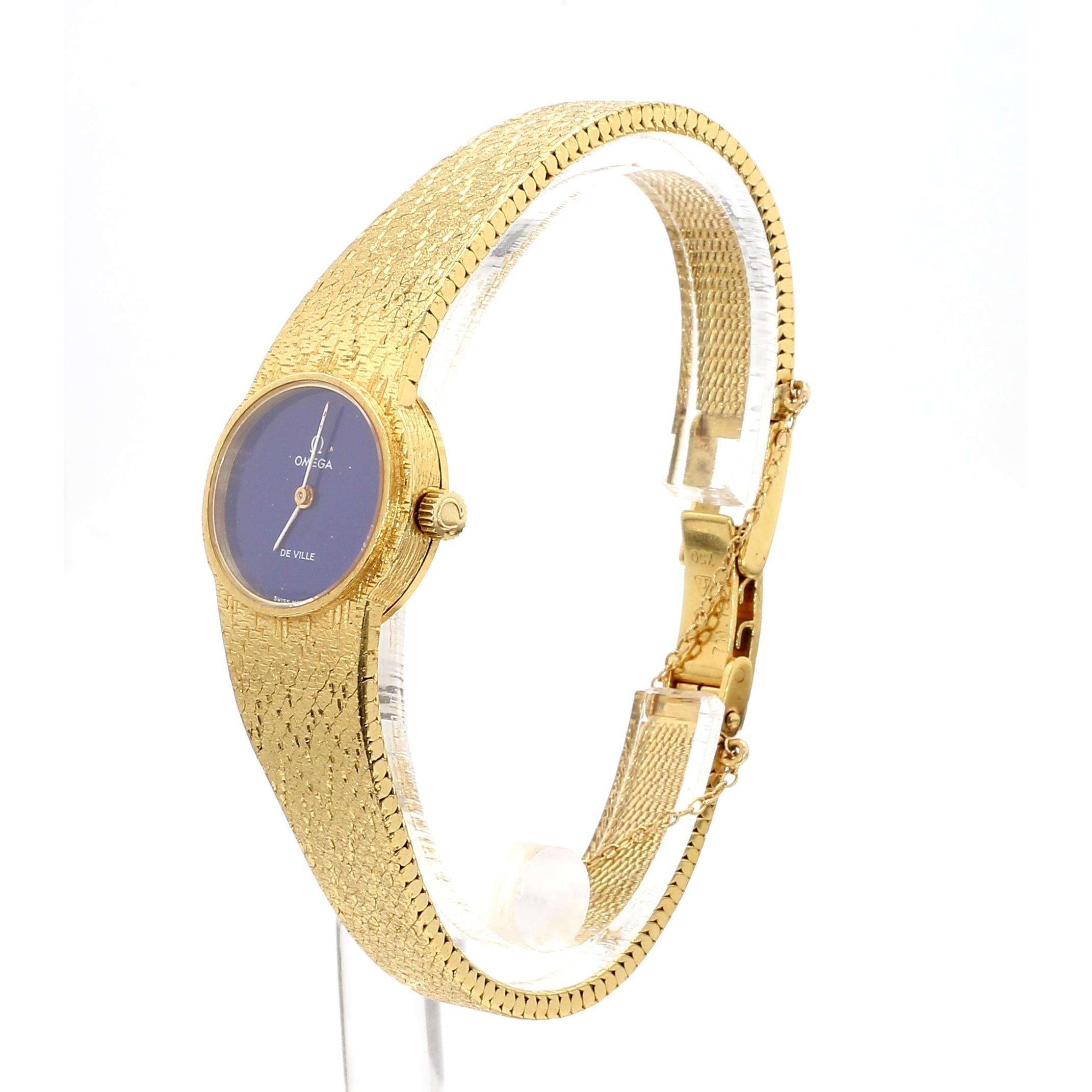 Vintage Lapis Lazuli Oval Gold Bracelet Watch Gem Time Lapis Lazuli Women main image 3