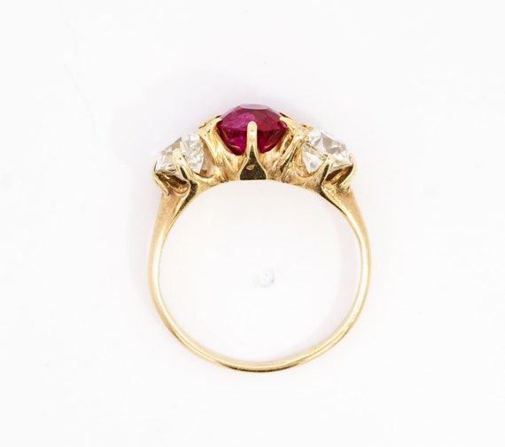 Antique 4 CTTW Red Spinel and Old Mine Diamond Th… - image 9