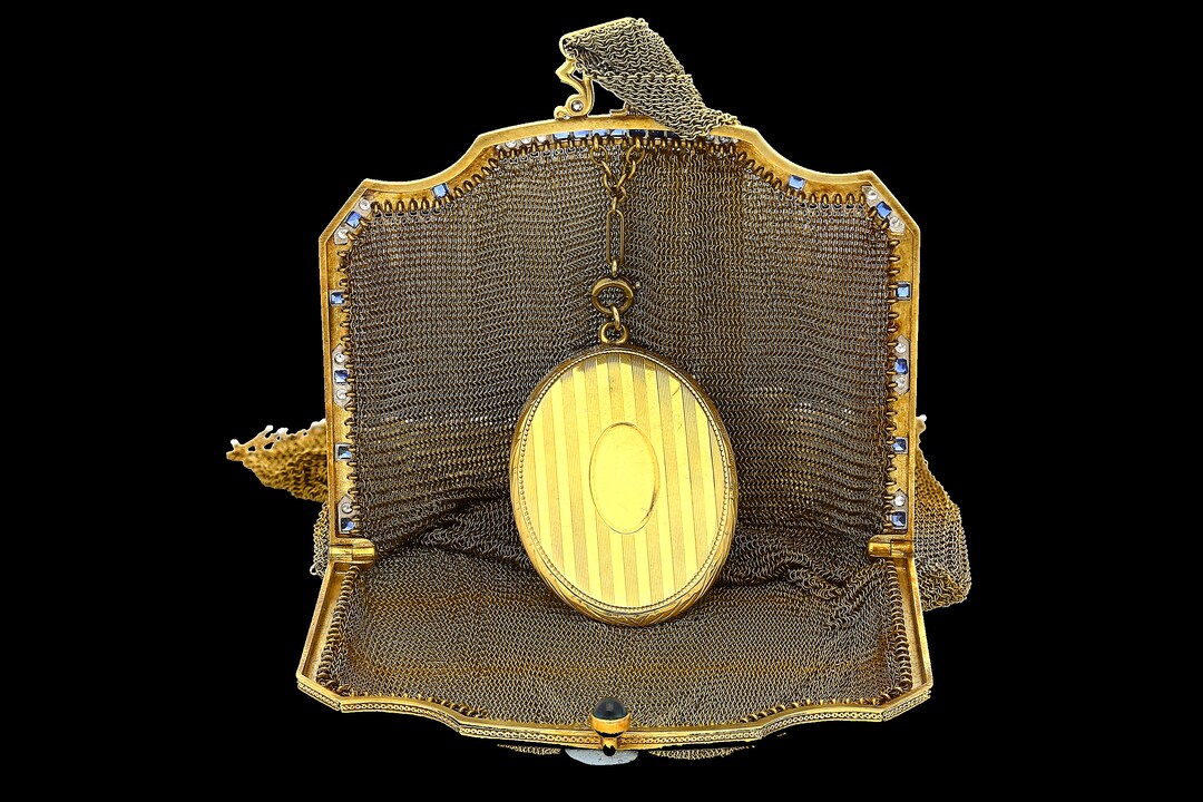 Antique Art Deco Evening Bag in 14k Gold, Platinum, Diamonds and ...