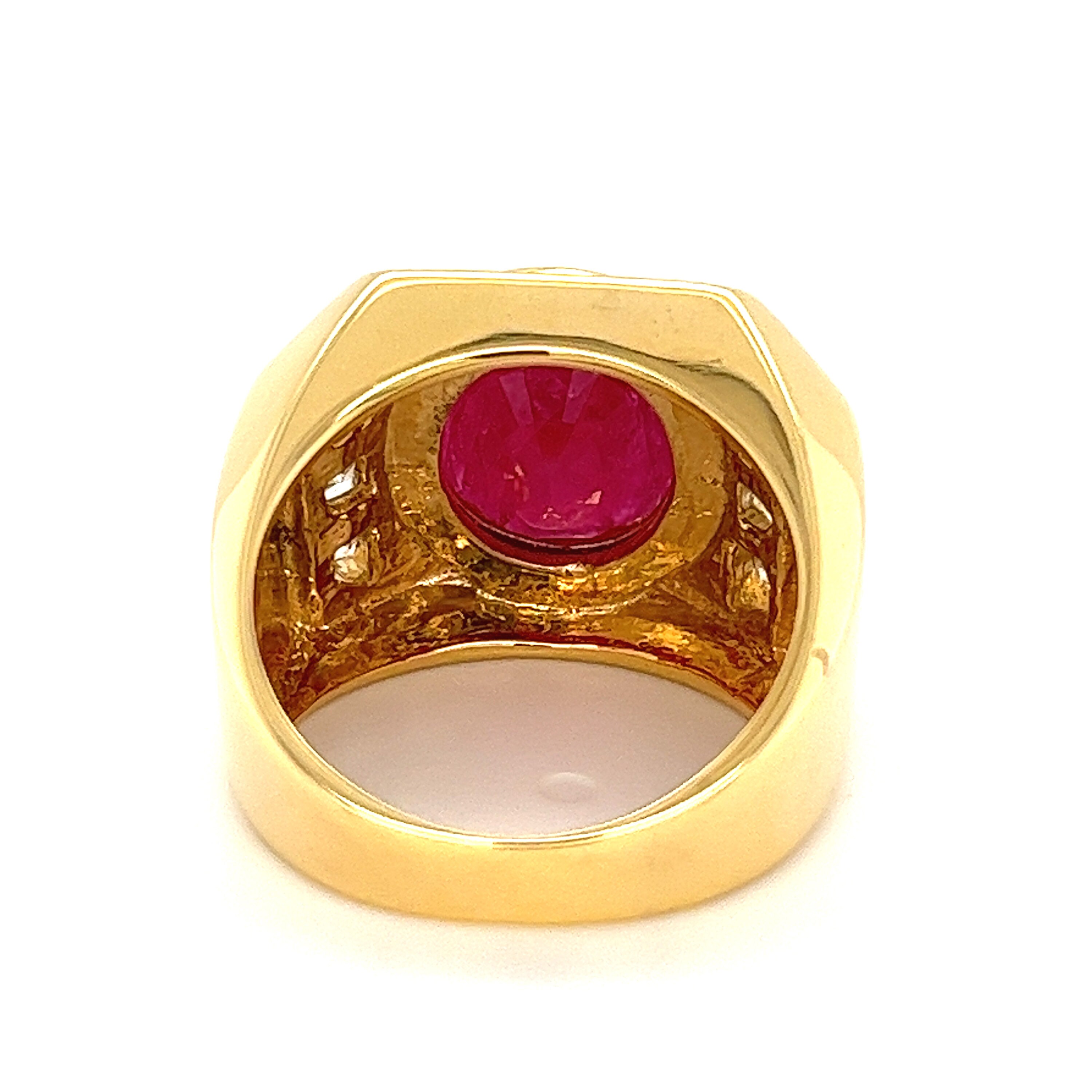 Vintage Ruby Mens Ring 14k Yellow Gold Ruby and Diamond Mens Etsy