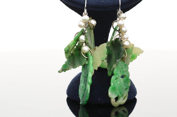 Jade Earrings, Antique Jade Earrings, Dangle Jade… - image 6