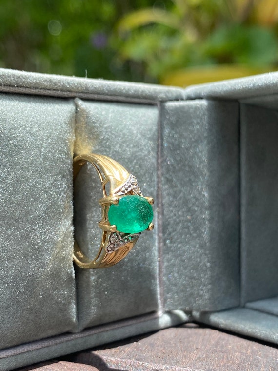 1 carat Natural Emerald Ring / Oval Cut Natural E… - image 6