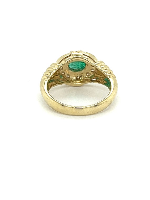 18K Solid Gold Oval Cut Natural Emerald Ring in T… - image 4