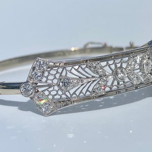 Art Deco Old European Cut Natural Diamond Bangle, Natural Diamond Art Deco Bangle, Vintage Art Deco Diamond Bracelet Bangle, Art Deco Bangle image 6