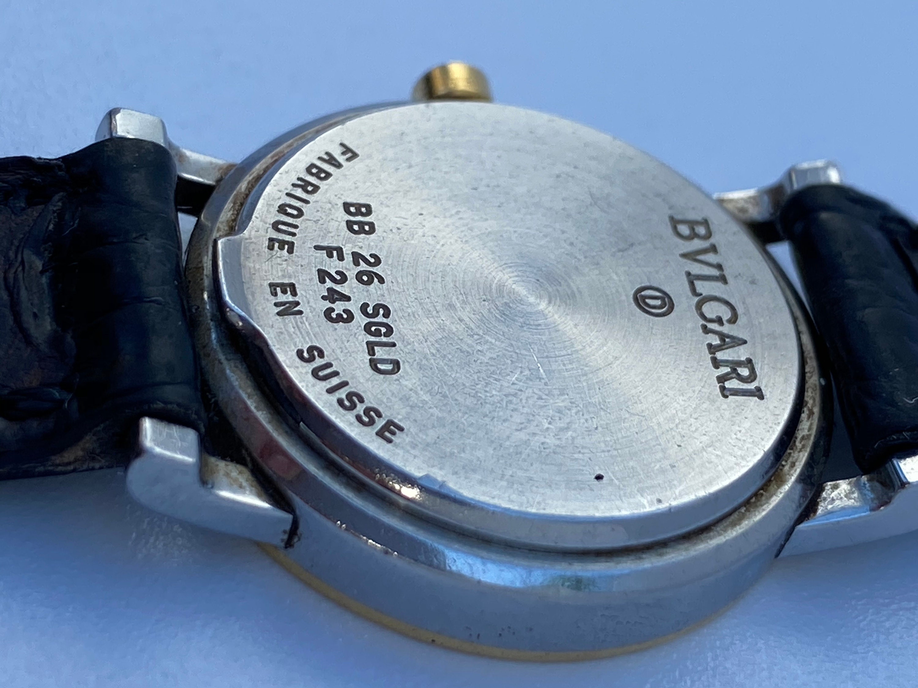 26mm Dial Bvlgari Watch in Black Leather Strap, Authentic