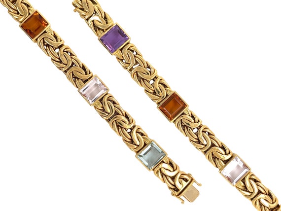 Byzantine Style 18k Gold Vintage Bracelet Multi G… - image 1