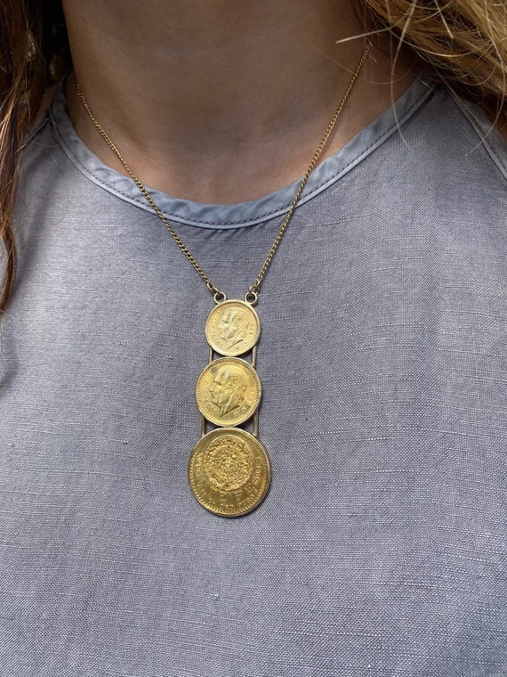 Collar monedas oro de 1917 / Colgante de moneda acuñada - Etsy México