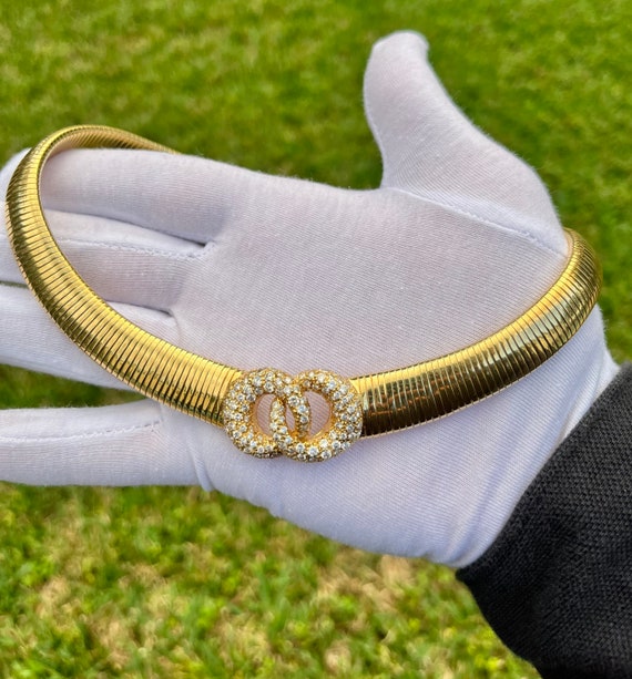 Natural Diamond Choker 18k Solid Yellow Gold, Int… - image 2