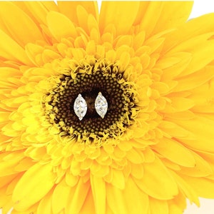 Aretes de diamantes, diamantes de talla marquesa de 0,81 quilates, engastados en oro blanco de 18 k