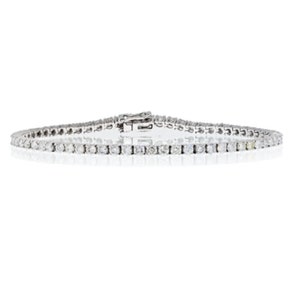4 Carat Natural Diamond Tennis Bracelet in 18k Solid White Gold, 7 Inch Long, 4 carat Natural Round Diamond Box Tennis Bracelet in Platinum