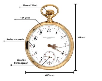 Antique Patek Philippe Pocket Watch 258729 in 18k Yellow Gold With