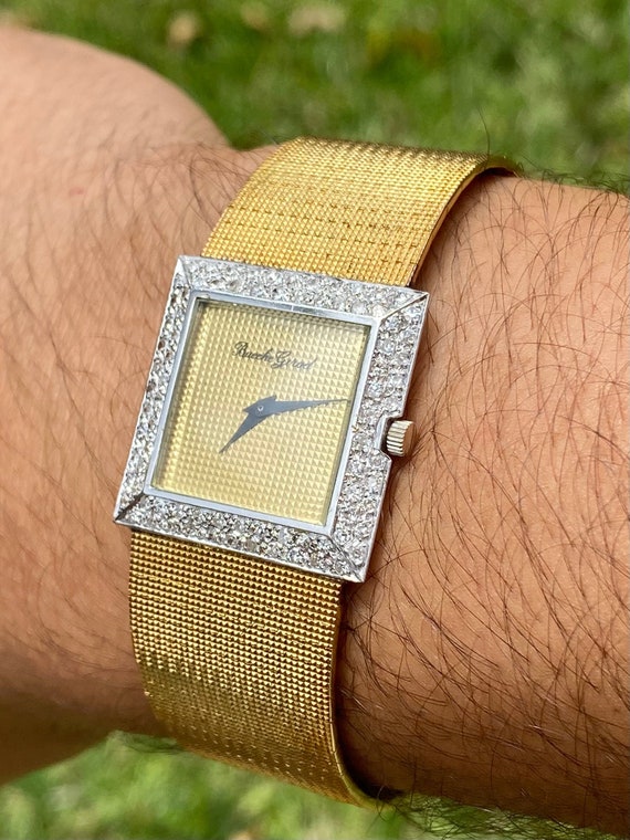 Bueche Girod 18k gold watch and Diamond Bezel, Thi
