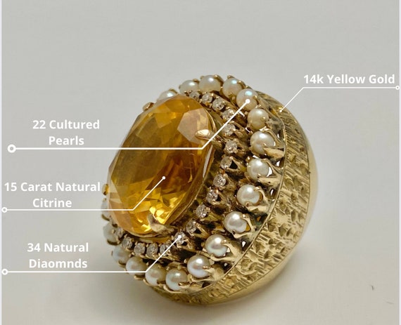 Retro Era Womens Ring / Antique 15 carat Citrine … - image 3