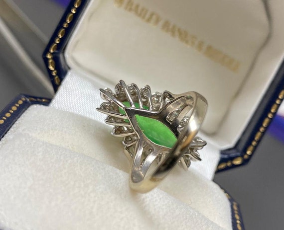 3 Carat Marquise Jade and Diamond Ring / Green Ja… - image 7