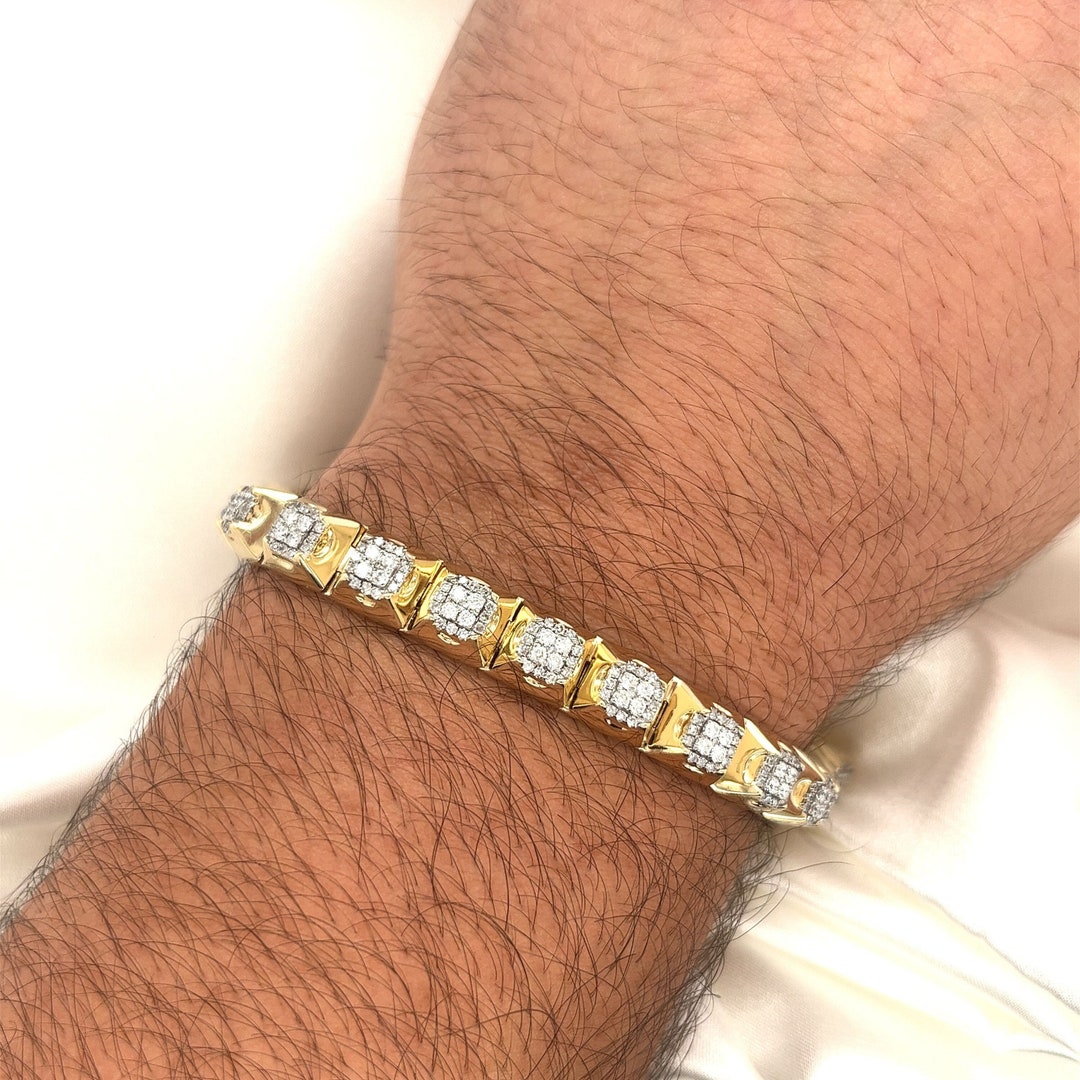 HOT Diamond Bracelet 14k Gold Bracelet Mens 14K Solid Gold