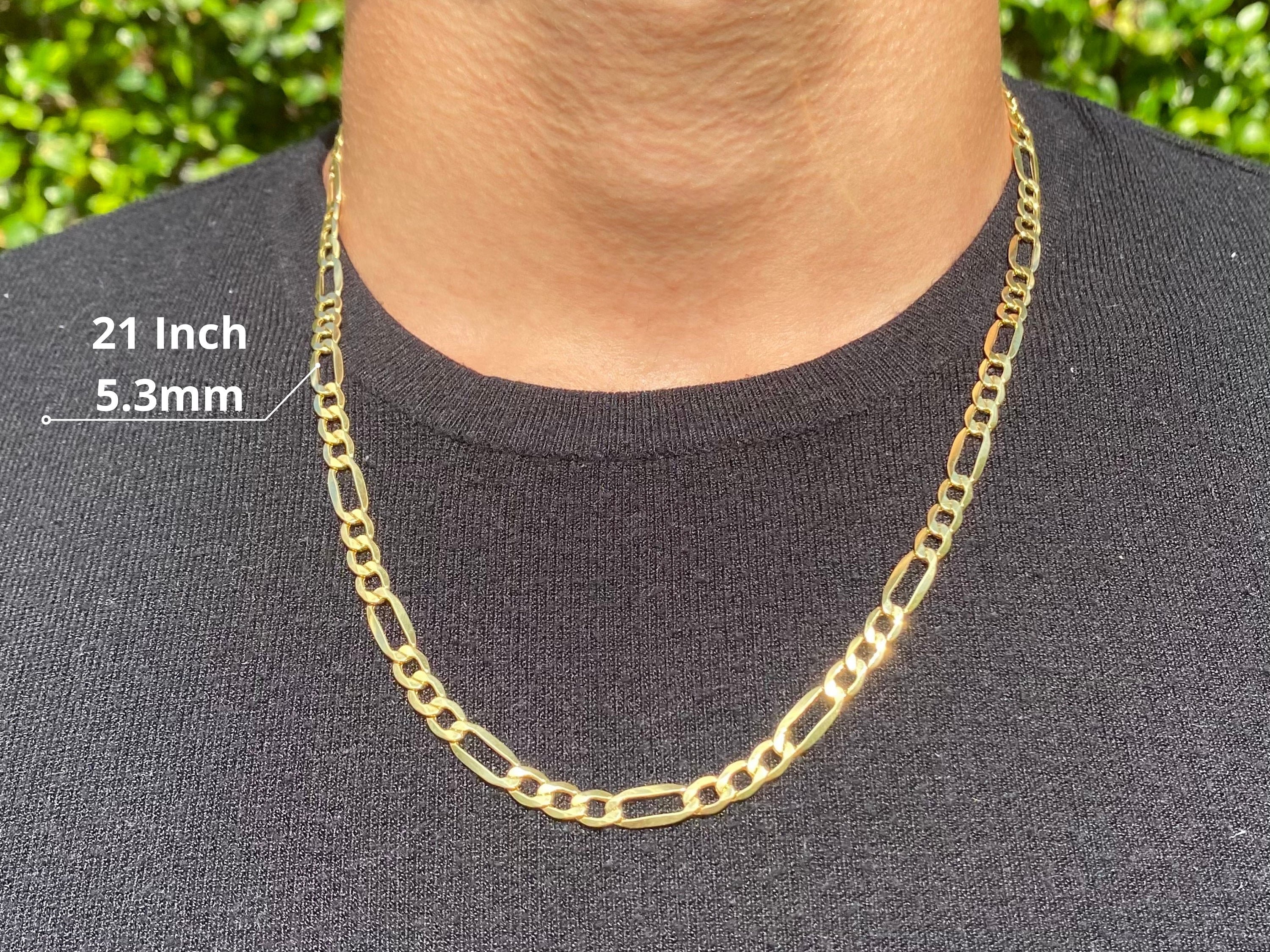 14K Solid Gold Figaro Chain Necklace 14K Solid Yellow Gold Figaro Chain 19 inch 21 inch 24 inch 4mm 5.3mm Solid Gold Figaro Chain