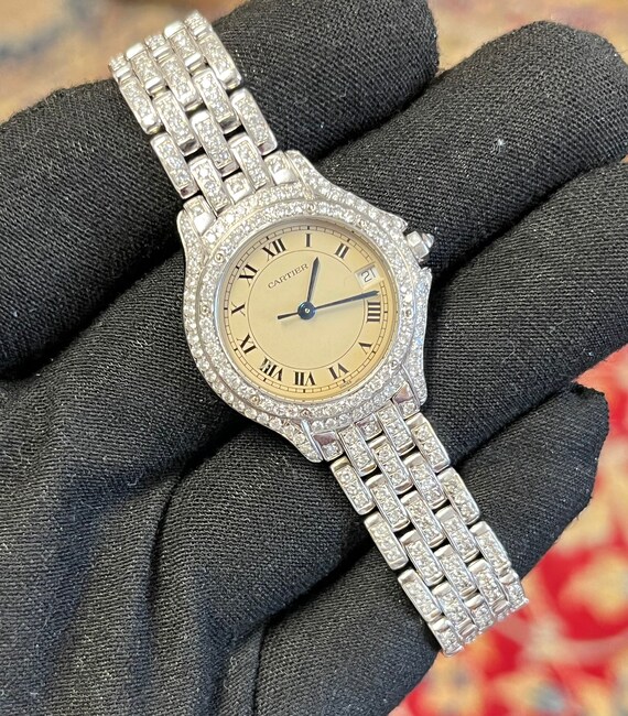 Vintage Cartier Ladies Watch with Round Diamonds … - image 9