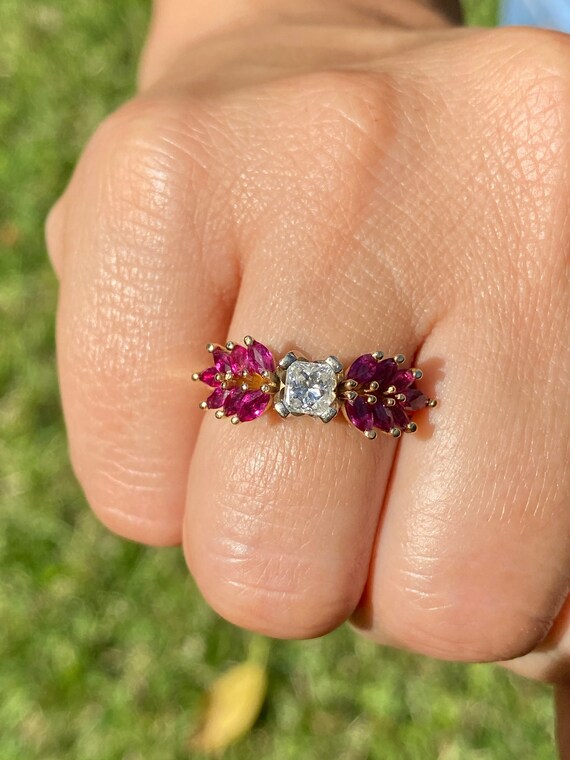 Natural Diamond and Ruby ring, Ruby and Diamond F… - image 2