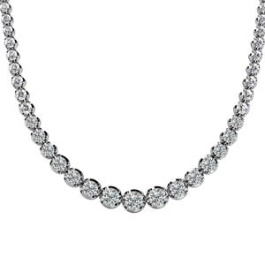 5 Carat Natural Diamond Platinum Graduated Tennis Choker Necklace 16 Inches