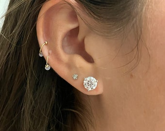 kekotan様　イヤリング確認ページ 3 カラットのラウンドカット ダイヤモンド スタッド イヤリング、14K