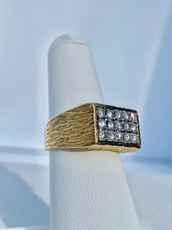 Vintage Diamond and Gold Mens Pinky Ring, Diamond… - image 6