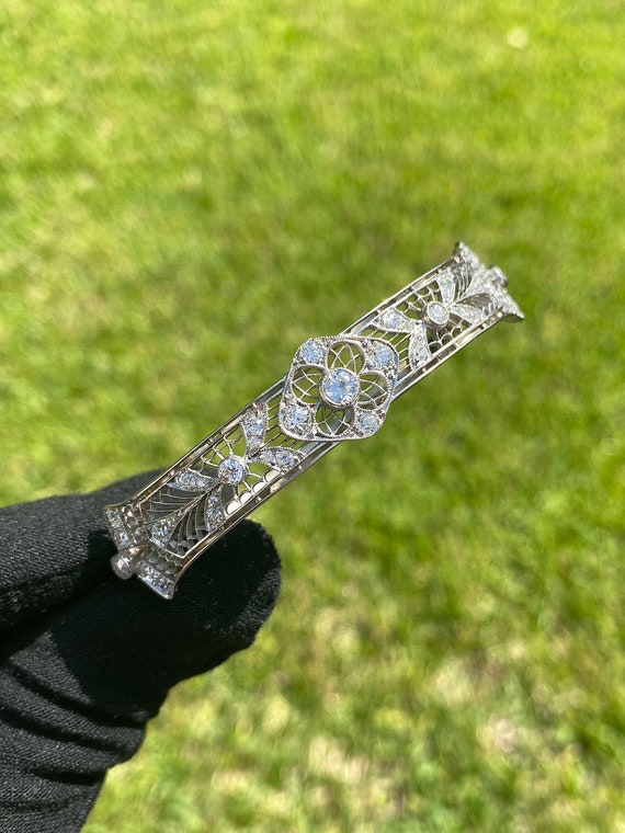 Art Deco Old European Cut Natural Diamond Bangle, 