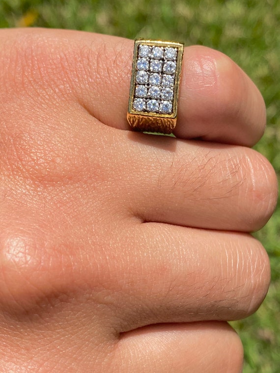 Vintage Diamond and Gold Mens Pinky Ring, Diamond… - image 9