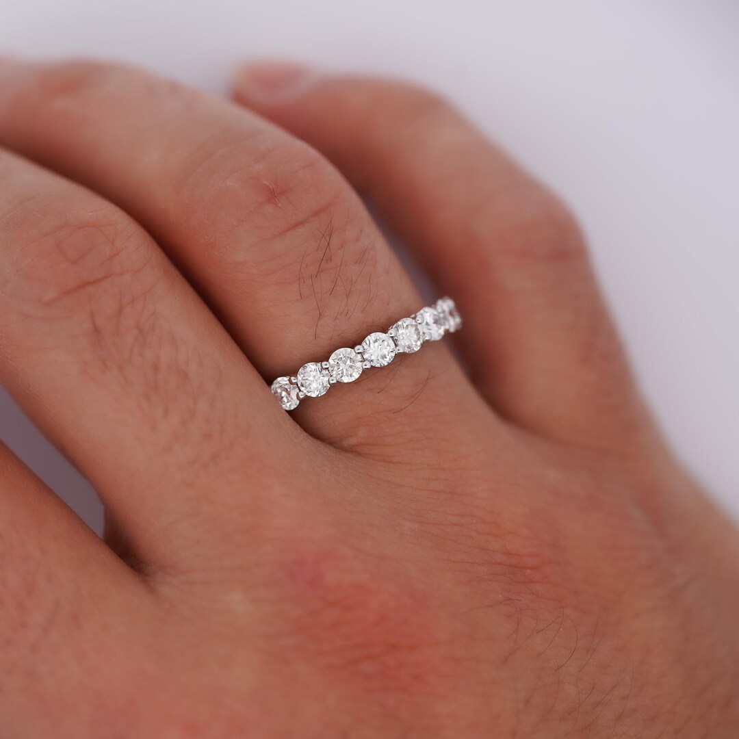 3.3 Carat Lab Grown Diamond Wedding Eternity Band 14K White Gold Size 9 ...
