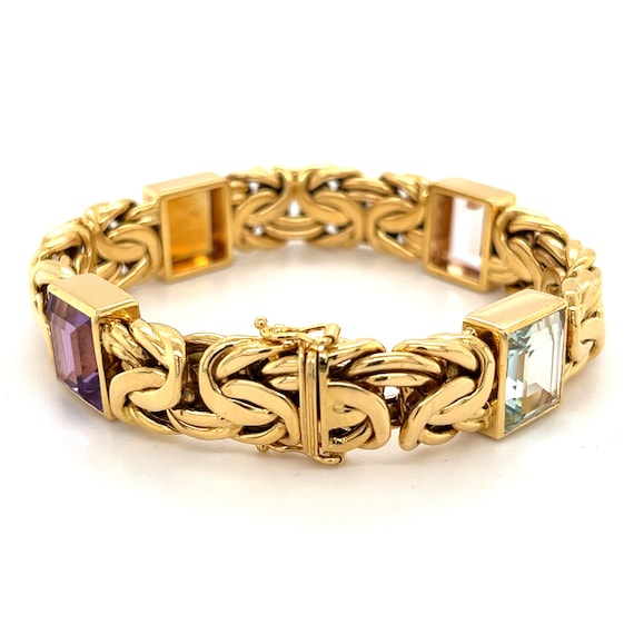 Byzantine Style 18k Gold Vintage Bracelet Multi G… - image 2