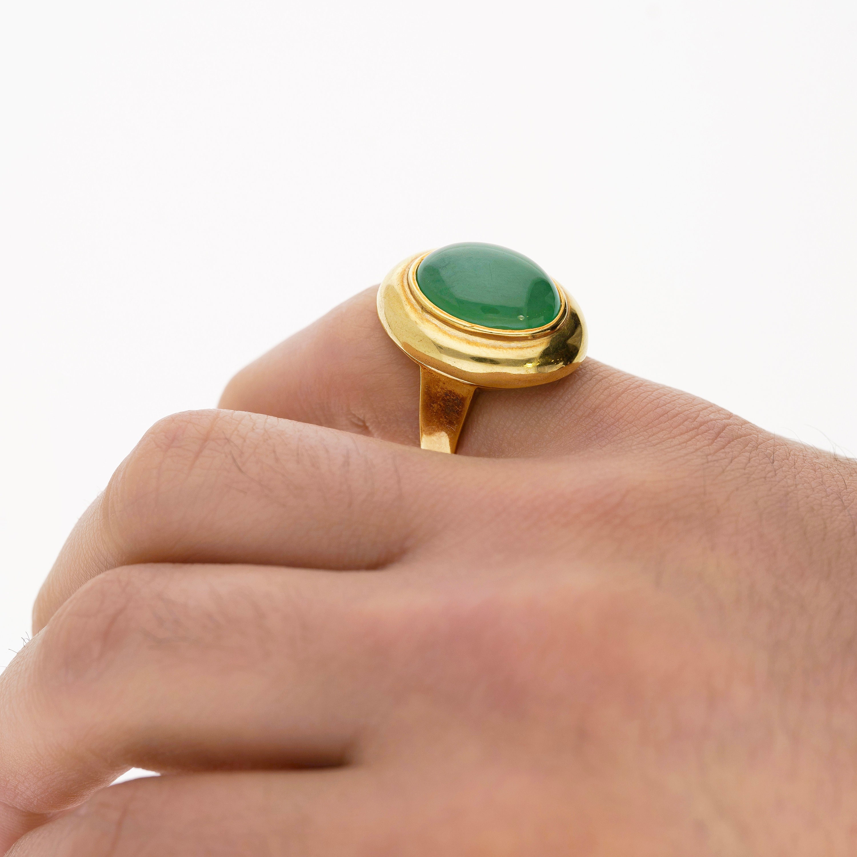 Vintage Grade A Jadeite Jade Gump's San Francisco Bezel Set