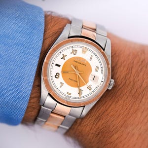 Vintage Rolex Oyster Precision 34mm Two-Tone Rose Gold and Steel Rare Dial Watch circa 1978