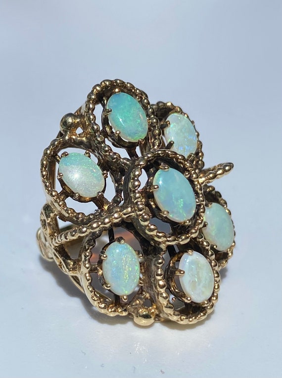 Vintage Retro White Opal Ring, Retro mid century … - image 3