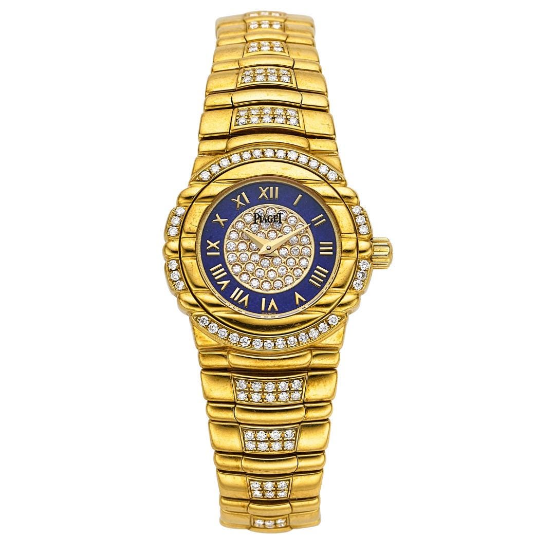Vintage Piaget Tanagra Diamond and Lapis Lazuli Quartz Watch in