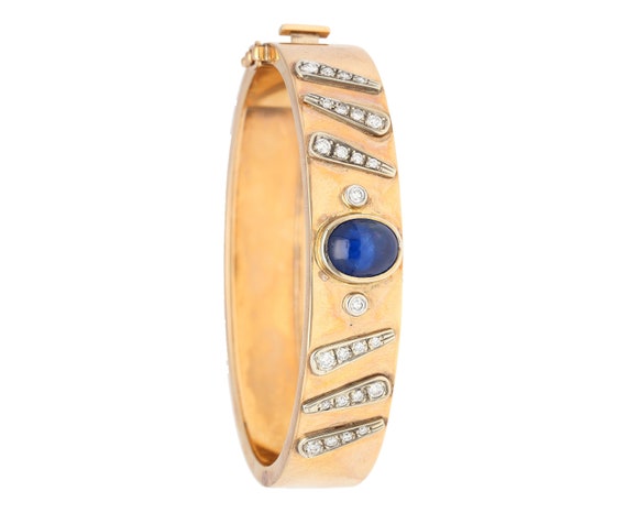 14K Rose Gold Backrach Signed Sapphire and Diamon… - image 3