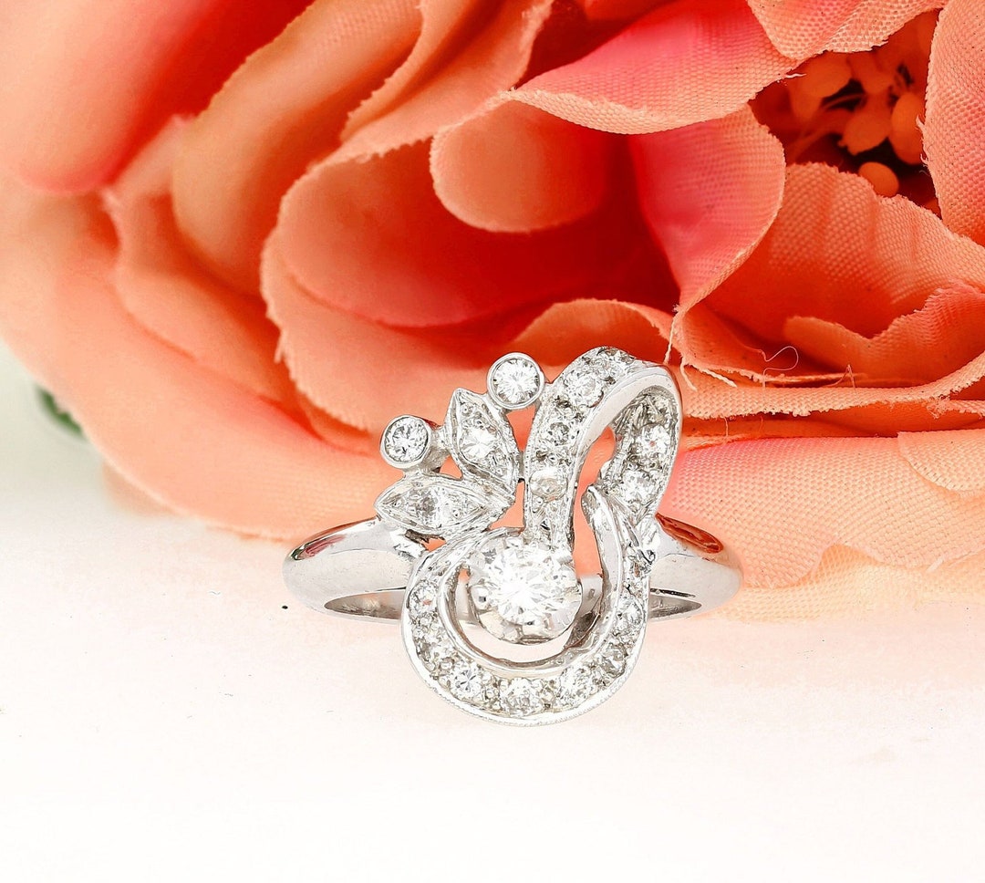 Fashion Ring, Statement Ring, Diamond Fashion Ring, Flower Themed