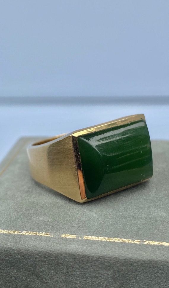 12 carat Nephrite Jade Mens Ring / Heavy Green Gem