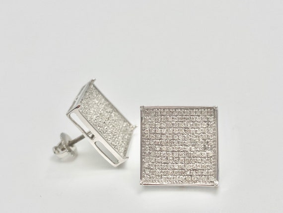 Small Genuine Diamond Stud Earrings / 2.5mm Natural Tiny Diamond Stud  Earrings in 14k White Gold Plated Silver, Small Diamond Studs 