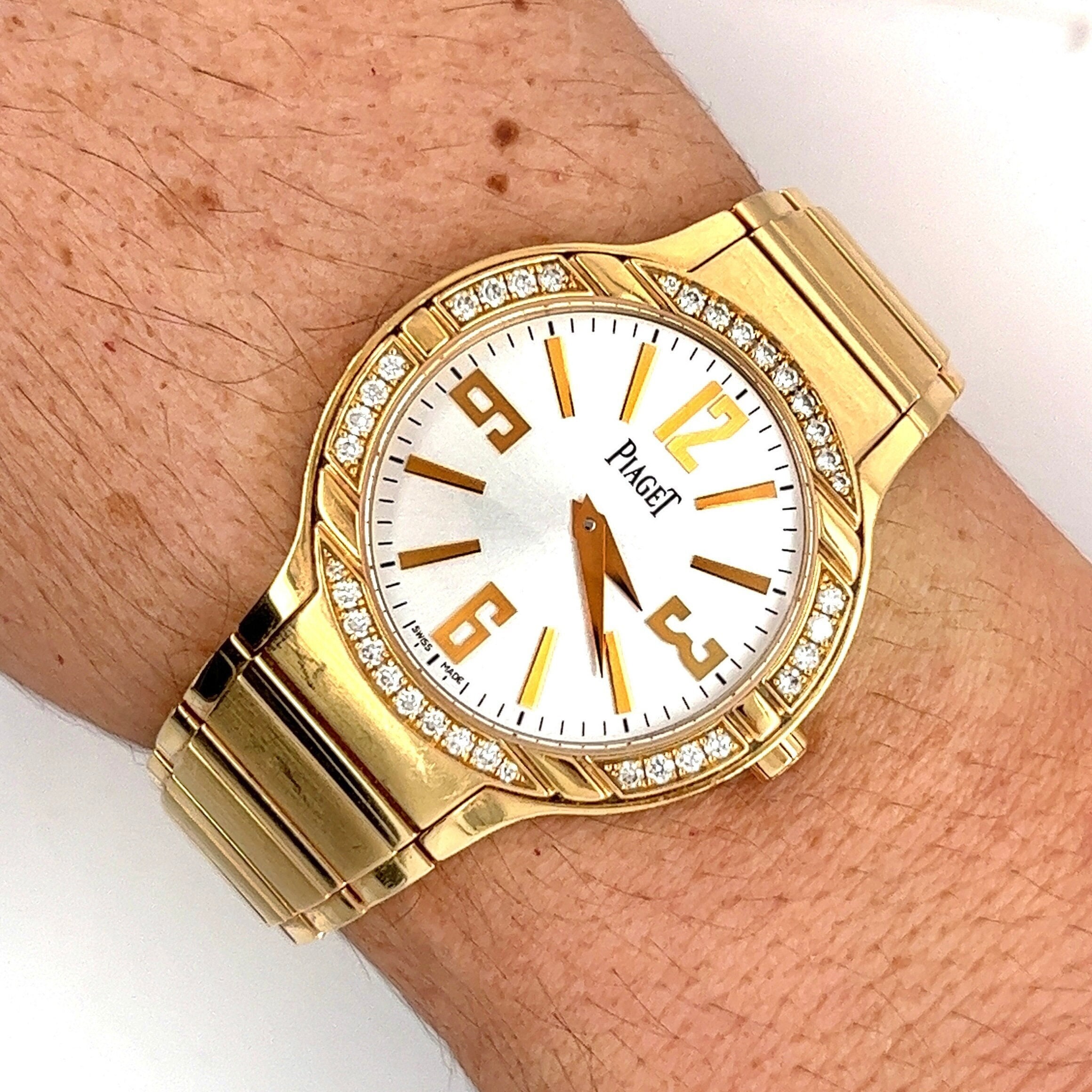 Piaget Polo Ladies Silver Dial 32mm in 18k Yellow Gold With Diamond Bezel and Original Piaget Certificate Papers 18k Ladies Piaget Watch Etsy
