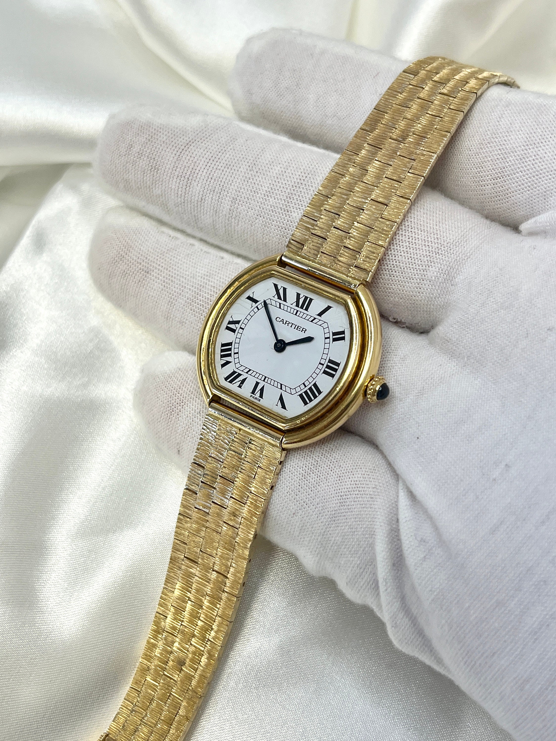 Vintage Cartier Paris Manual Wind 32MM Wide Case 18K Yellow
