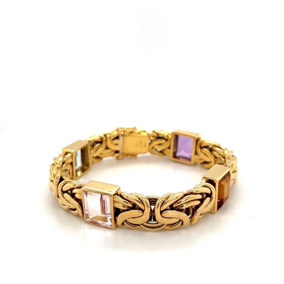 Byzantine Style 18k Gold Vintage Bracelet Multi G… - image 4