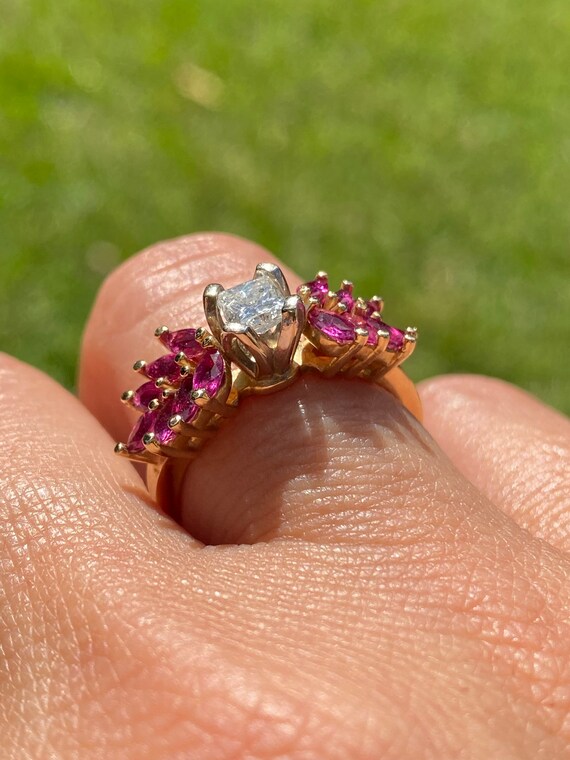 Natural Diamond and Ruby ring, Ruby and Diamond F… - image 3