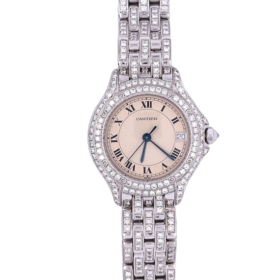 Vintage Cartier Ladies Watch with Round Diamonds … - image 1