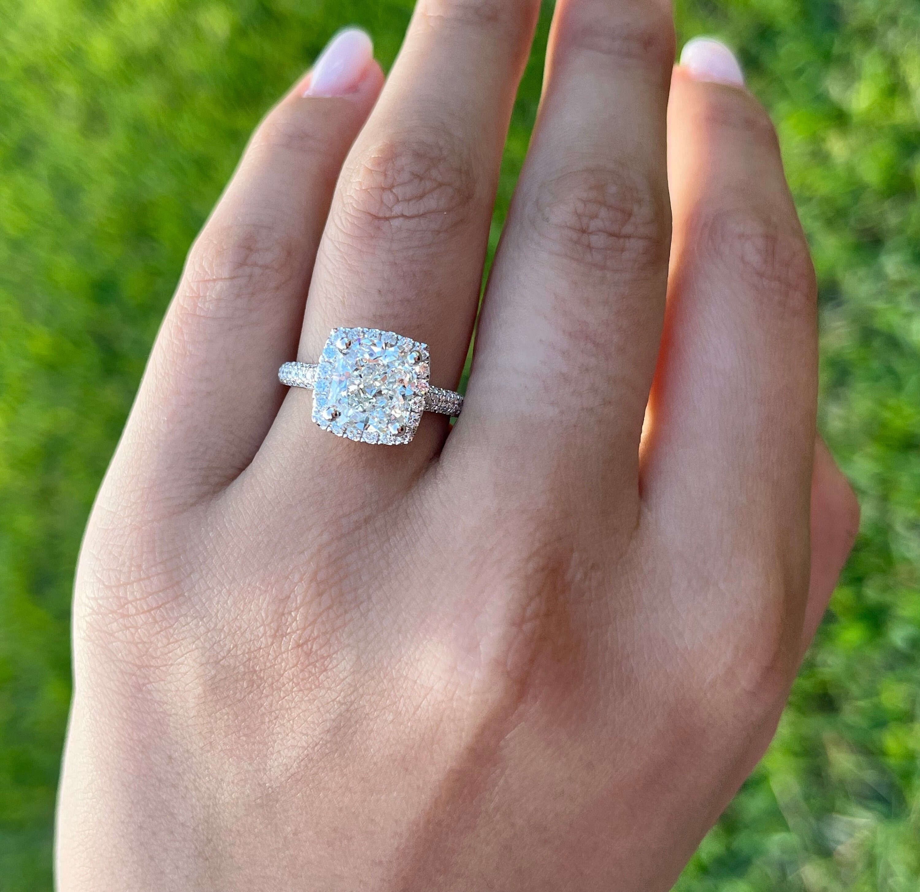 3 Carat Radiant Cut Lab Grown Diamond in 18k White Gold 3 Carat Radiant Lab Diamond in White gold ring IGI certified Diamond Halo Ring Etsy