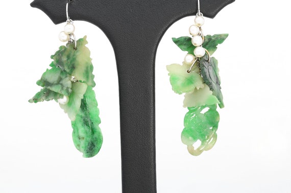 Jade Earrings, Antique Jade Earrings, Dangle Jade… - image 5