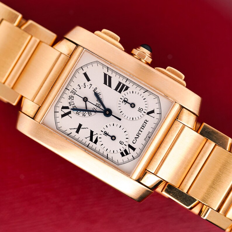 Cartier Tank Française 1830 Chronograph 18k Gold Watch