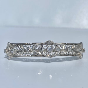 Art Deco Old European Cut Natural Diamond Bangle, Natural Diamond Art Deco Bangle, Vintage Art Deco Diamond Bracelet Bangle, Art Deco Bangle image 5