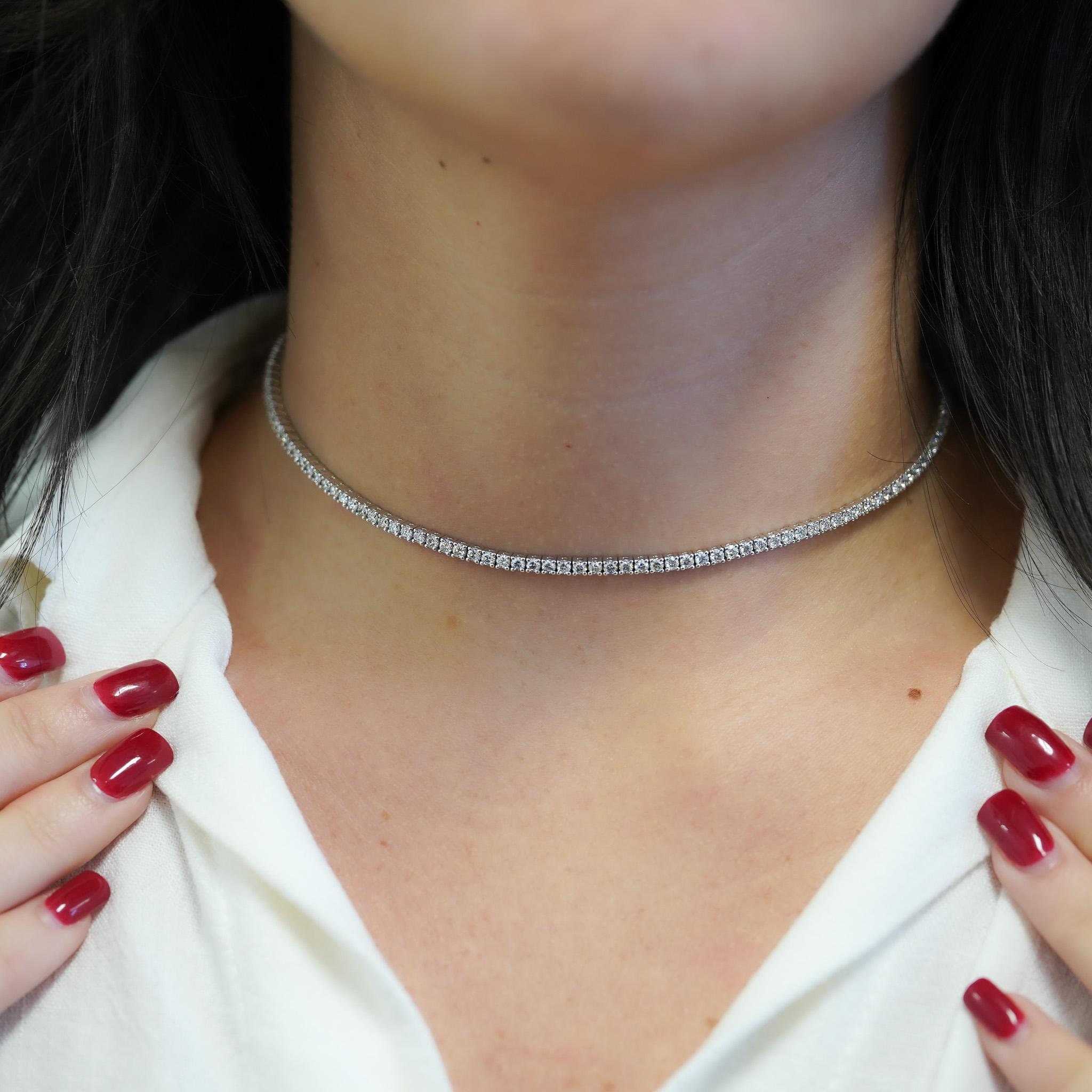 5 Carat Lab Grown Diamond Adjsutble Choker Tennis Necklace  display picture 2