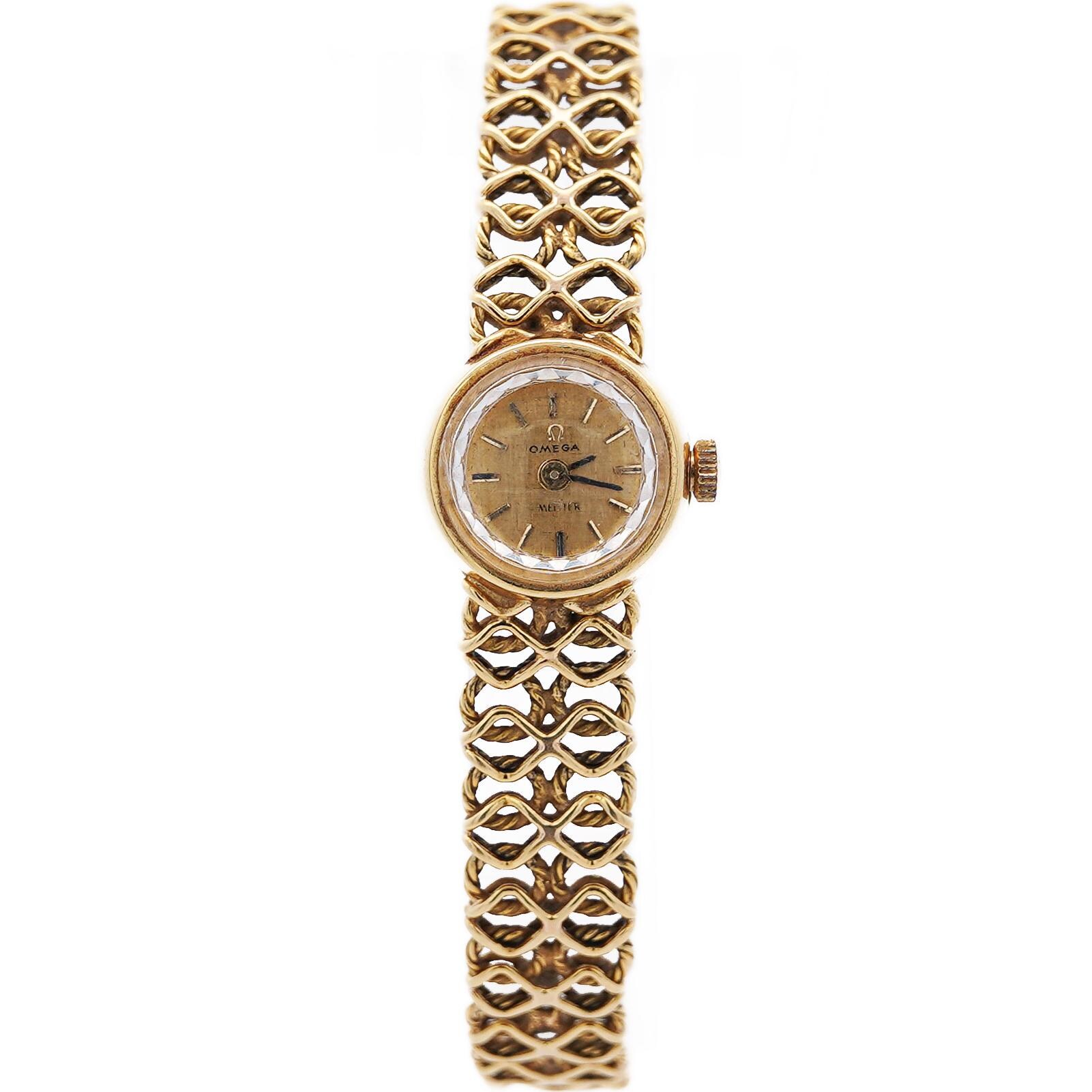 Omega solid 18k 750 yellow gold 63g women\'s watch manual vintage running Omega 18k Solid Gold Ladies Manual Wind Watch 20mm - Just  main image 4
