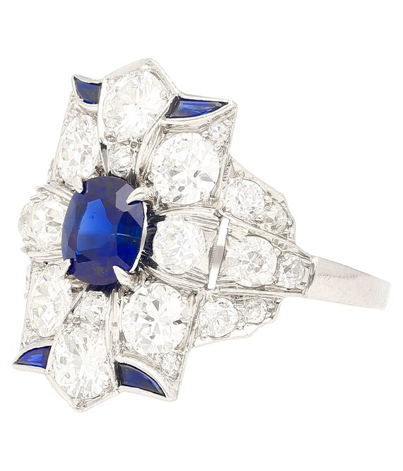 Vintage Art Deco Platinum Blue Sapphire And Old E… - image 3