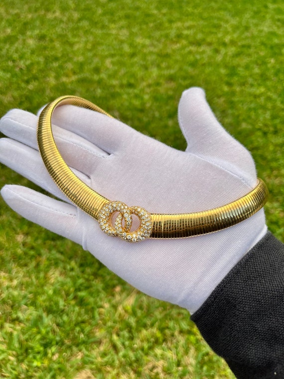 Natural Diamond Choker 18k Solid Yellow Gold, Int… - image 4